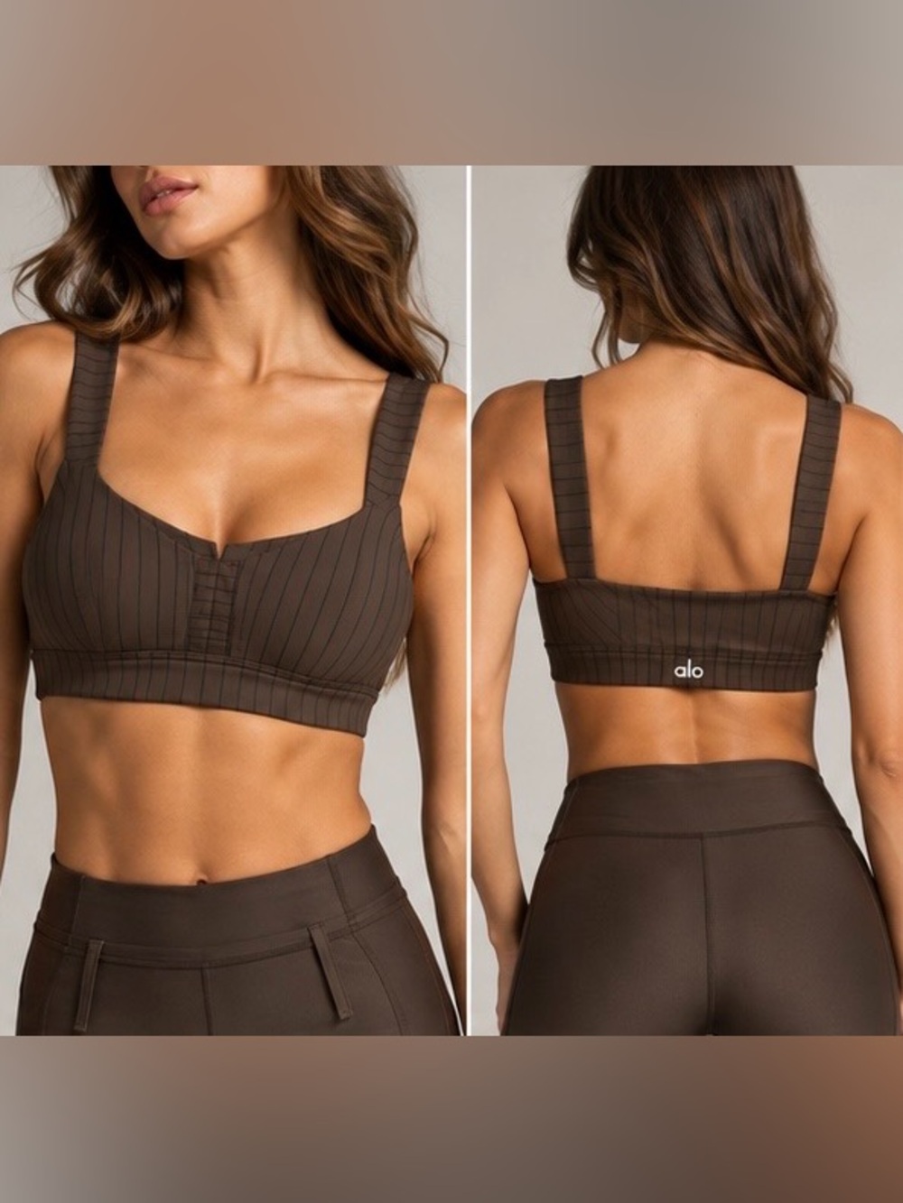 Alo Yoga Pinstripe Jacquard Captivate Bra NWOT